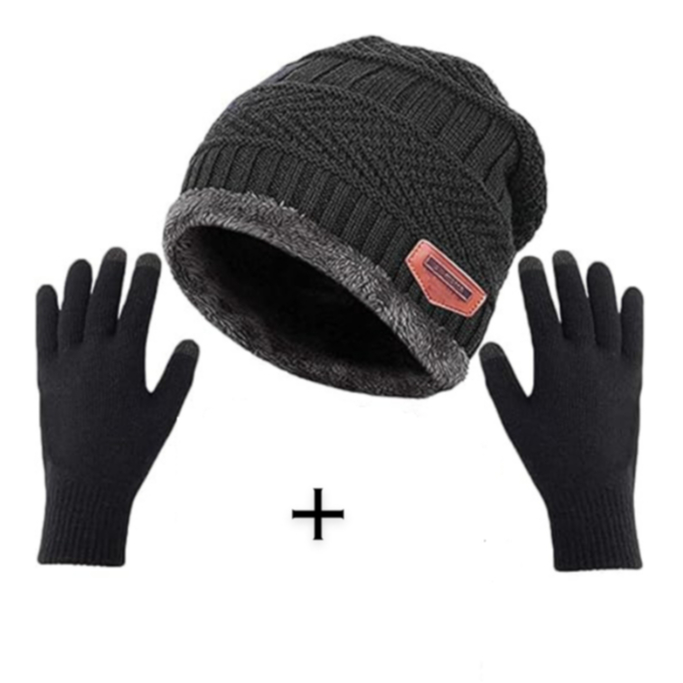 kit Touca de Lã Peluda + Luva Unisex Adulto Toucas Frio Inverno  Juvenil