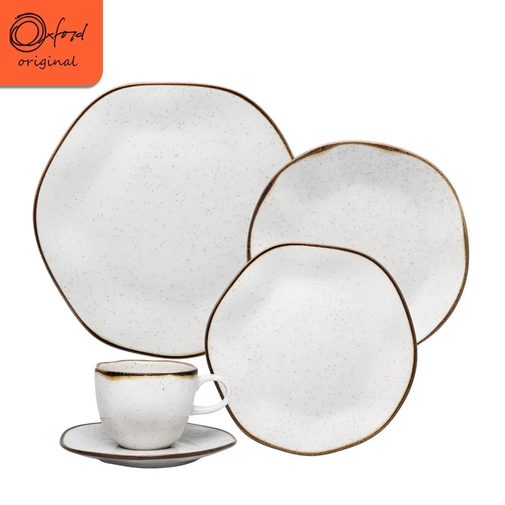Jogo de Jantar de 30 Peças em Porcelana Ryo Maresia Oxford Mesa Posta