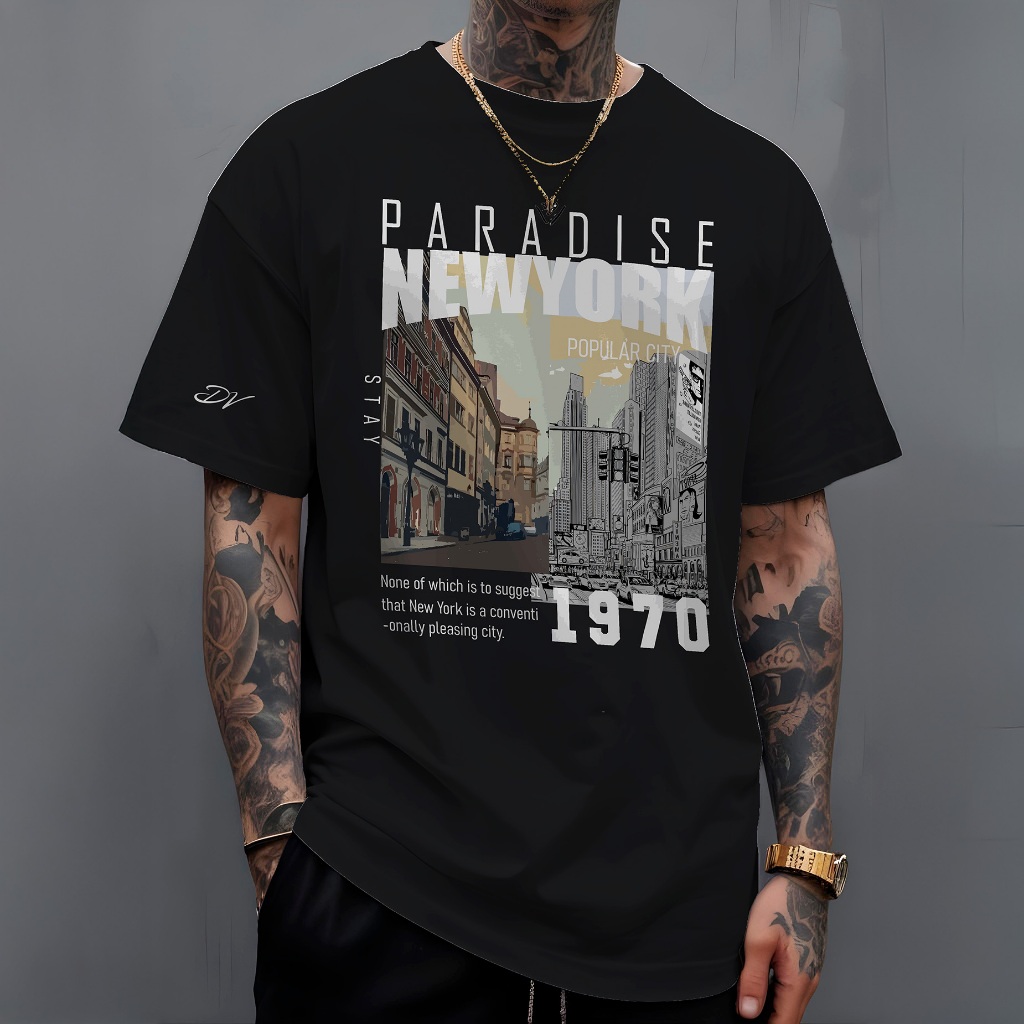 Camiseta Masculina New York Paradise Camisa T-Shirt Manfinity 100% Algodão Moda Street em Oferta na Shopee