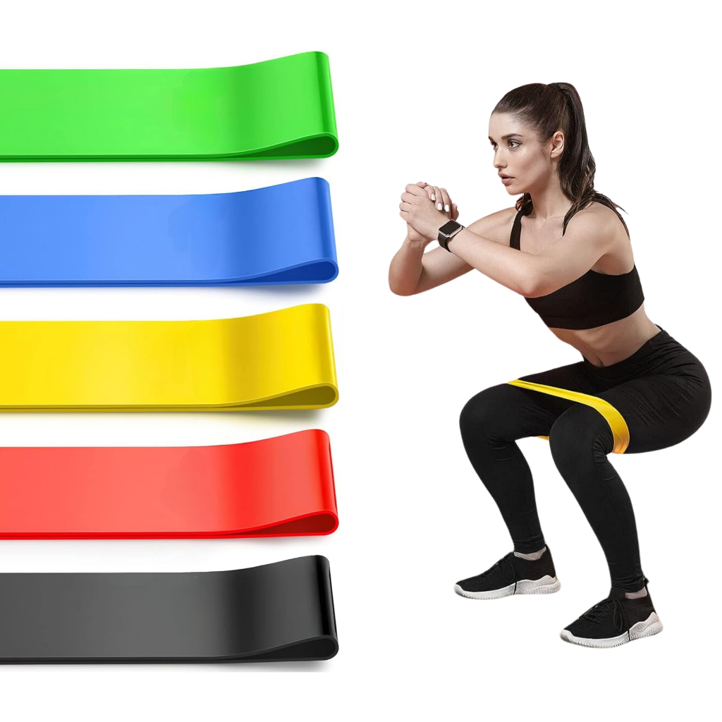 Kit de Faixas Elásticas, 5 Níveis de Resistência, Treinos em Casa, Pilates e Fisioterapia, AVIBES
