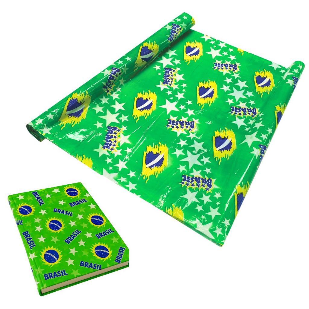 Plástico de Encapar Caderno Livro Escolar Material Plástico Colorido 5 Rolos 10 Metros Brasil Copa em Oferta na Shopee