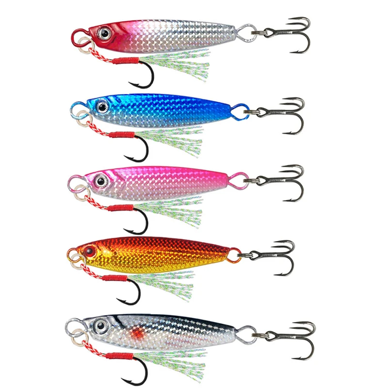 KIT 5 ISCA ARTIFICIAL- 3 TAMANHOS - SLOW JIG/ MICRO JIG JUMPING/ JIG METAL -MODELO SARDINHA/ SARDELE