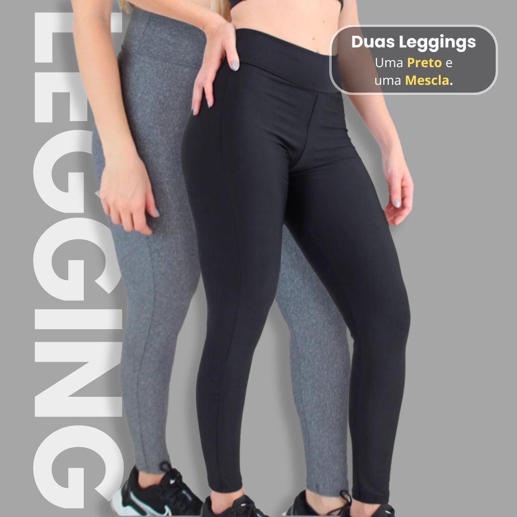 Kit 2 Calças Legging Fitness Feminina Suplex Zero Transparência