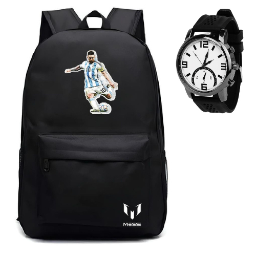Mochila Estampada + Relogio de Ponteiro Mochila Reforçada Exclusiva Mochila Neymar Mochila CR7 Mochila Messi