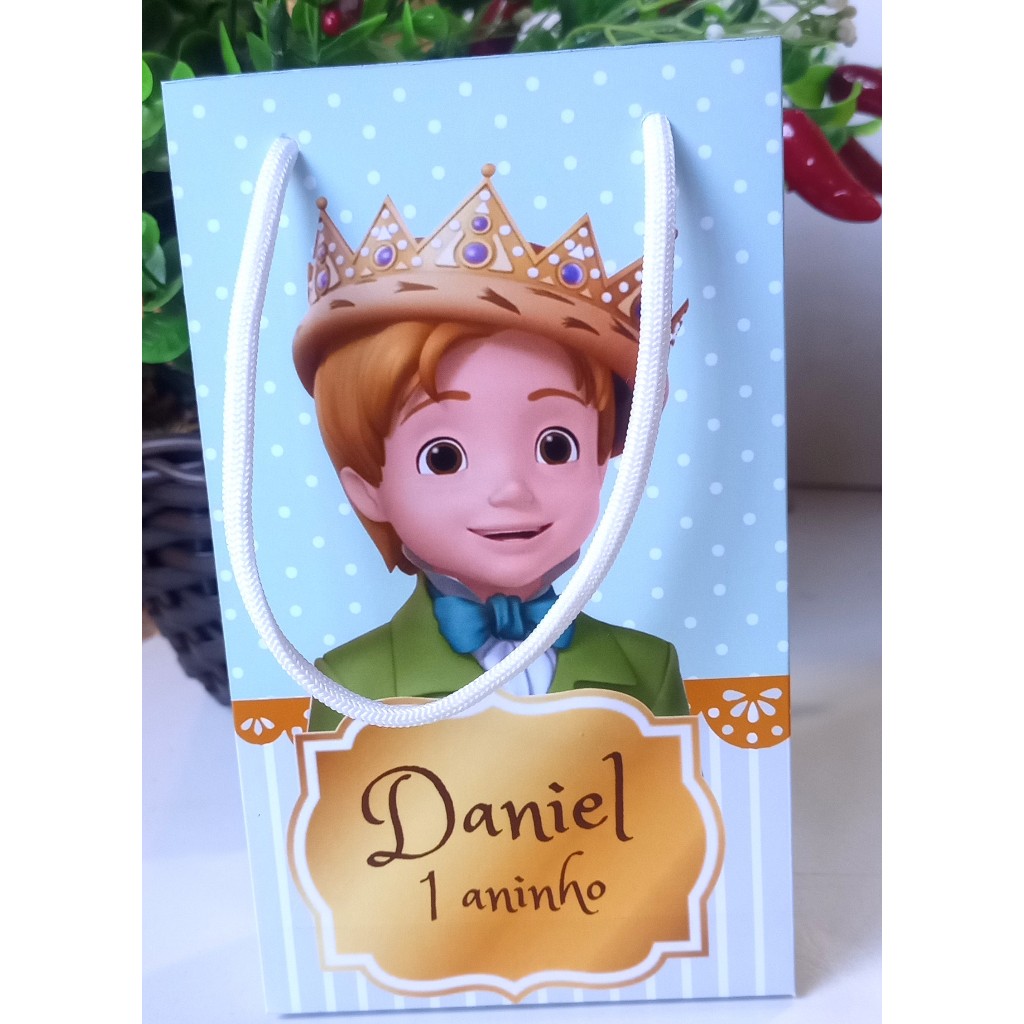 SACOLINHA PERSONALIZADA PARA LEMBRANCINHA DE ANIVERSÁRIO/FESTA - PRÍNCIPE JAMES DA PRINCESA SOFIA.