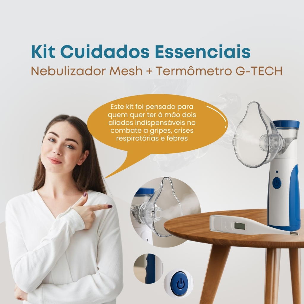 kit nebulizador portátil  inalador silencioso + termômetro digital