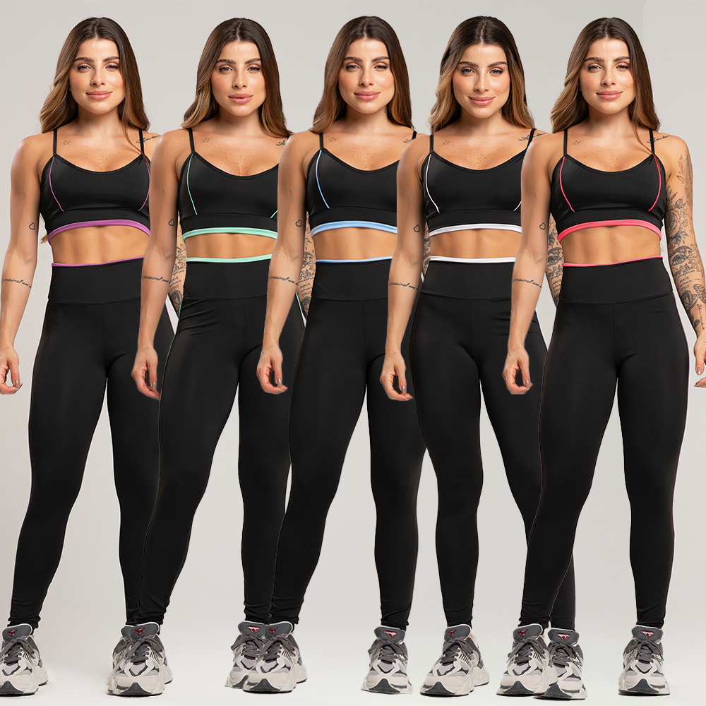 Conjunto fitness feminino com top e calça legging vivo – conforto, estilo e sustentação pa...