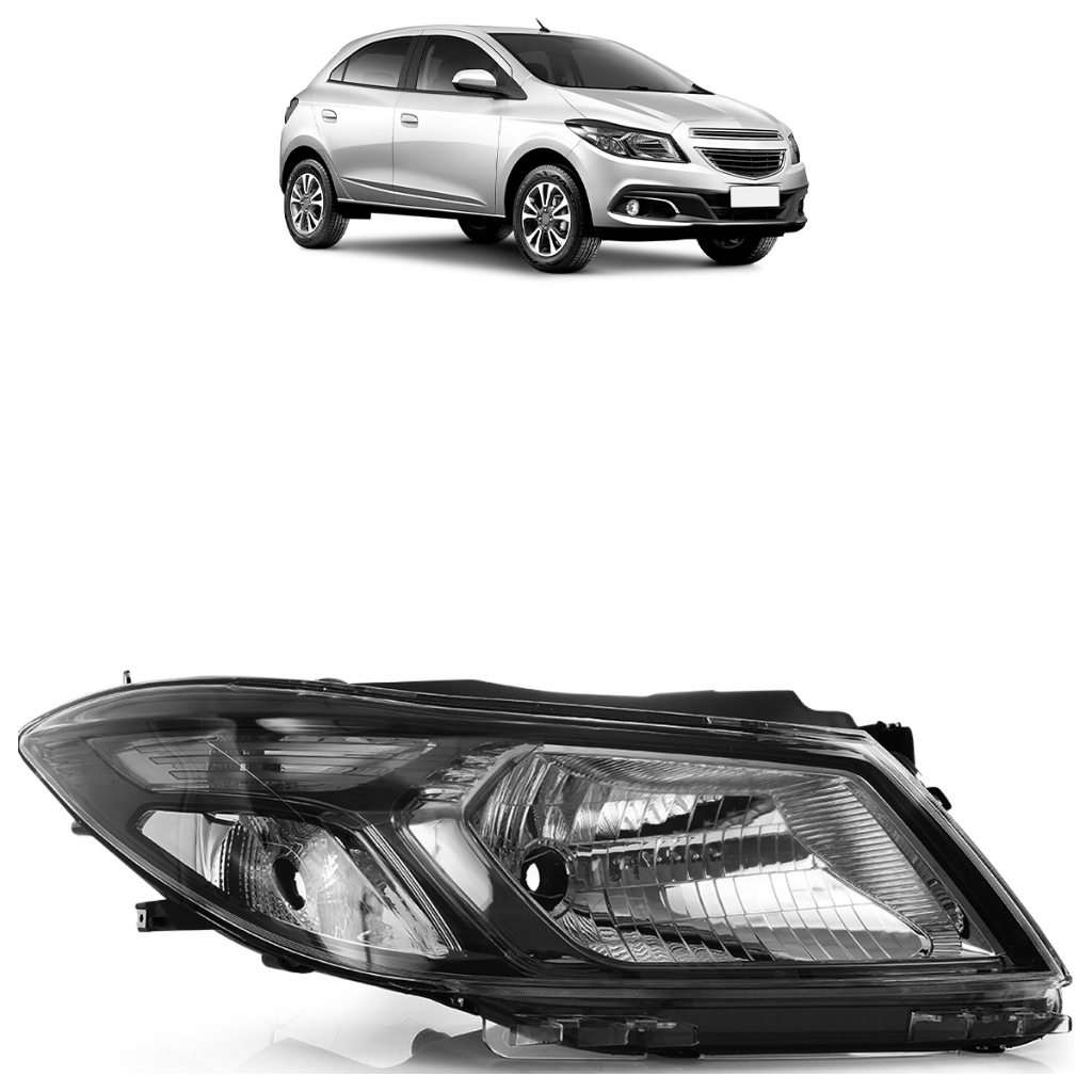 Farol Dianteiro Onix Prisma 2013 2014 2015 2016 2017 2018 2019 Máscara Negra em Oferta na Shopee