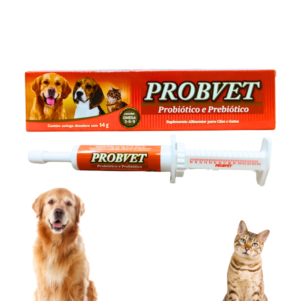 Probvet Probiótico e Prebiótico Suplemento Alimentar Via Oral Para Cães e Gatos 14G VetBras