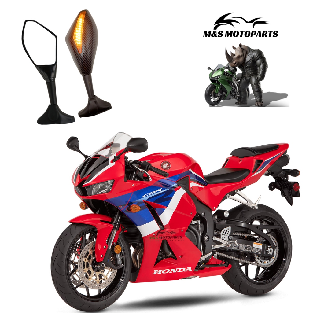 Retrovisor Para moto carenada com pisca - Retrovisor Carbono para moto carenada Honda CBR 600RR