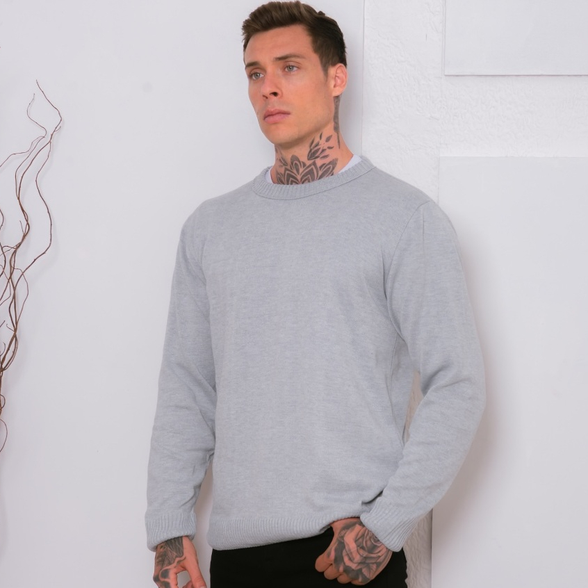 Suéter top Masculino Tricô Blusa De Frio Gola Redonda Malha Grossa