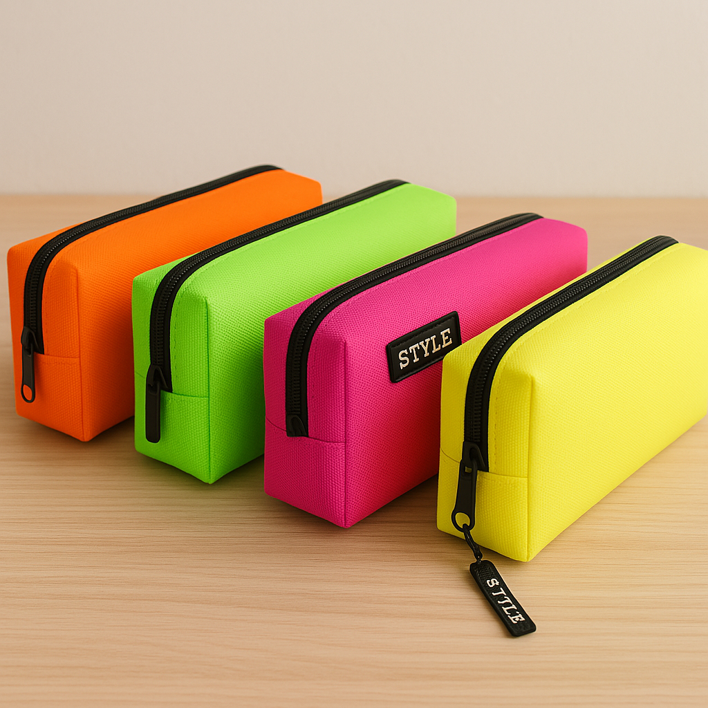 Estojo Grande Nécessaire Estojo Escolar Colorido Neon Tecido Resistente Estiloso em Oferta na Shopee