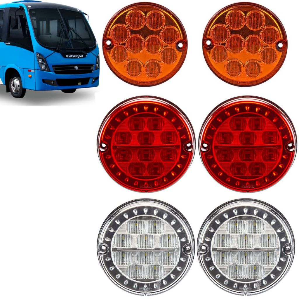 Lanterna Traseira Micro Onibus Neobus BepoBus Led 24vts 6Unid