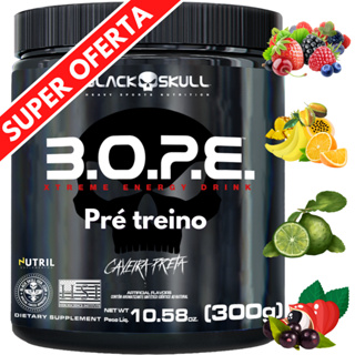 Pré-Treino BOPE 300g - Suplemento em Pó Black Skull - B.O.P.E. - Energia - Disposição Caveira Preta em Oferta na Shopee