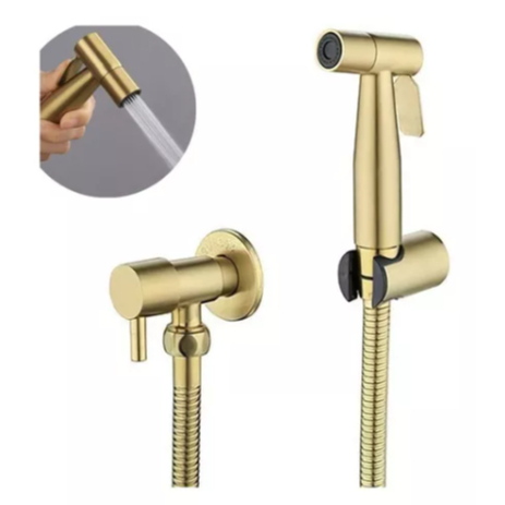 Ducha Higiênica Dourada 1/4 Volta Luxo Gatilho Inox 304