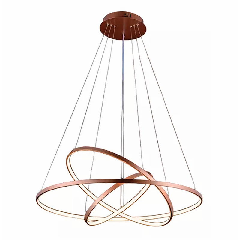 Lustre Led Moderno Pendente Anéis Led 89w 3 Arcos Rose