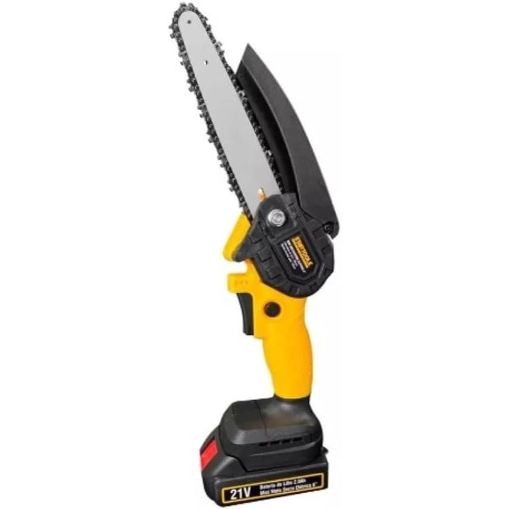 Mini MotoSerra Elétrica 6 Polegadas Portatil a Bateria 21V Recarregável. Poda Arvores, Jardiagem