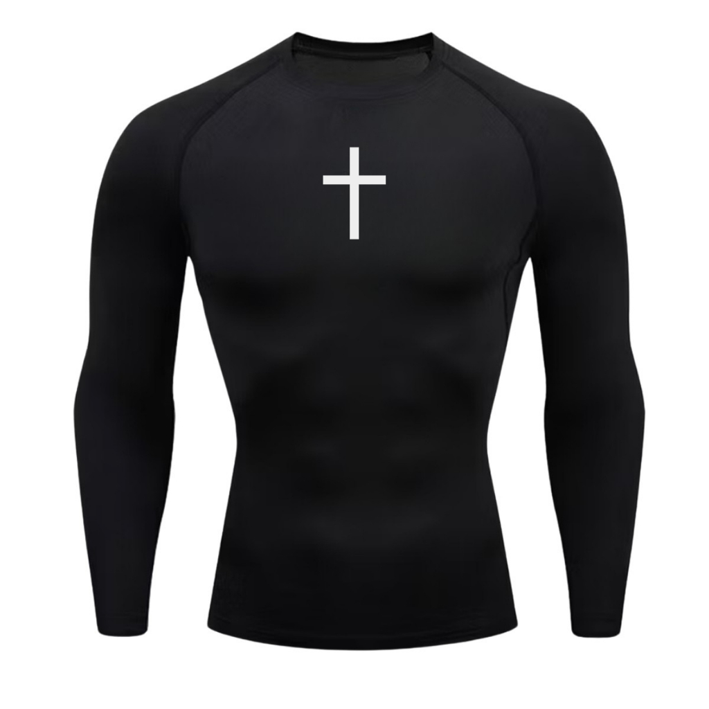 Camisa Camiseta Compressão MANGA LONGA CRUZ Academia Seca Rápido Rash Guard