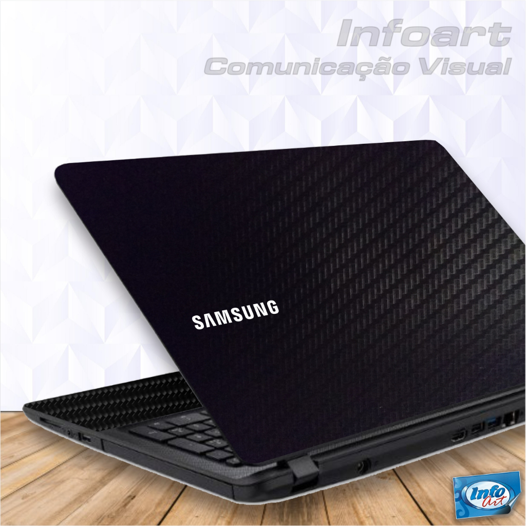 Adesivo Skin Proteção para Notebook Samsung Rv411 I3 14 - Completo + Logo samsung em recorte