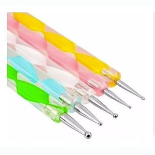 Kit 5 Boleadores Pinceis Ponta Dupla Decoração De Unha em Oferta na Shopee