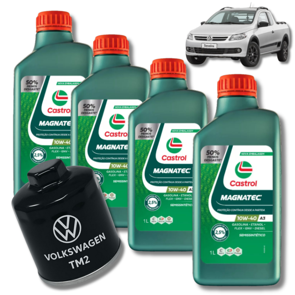 KIT TROCA DE OLEO CASTROL 10w40 + Filtro GOL SAVEIRO G5 08>