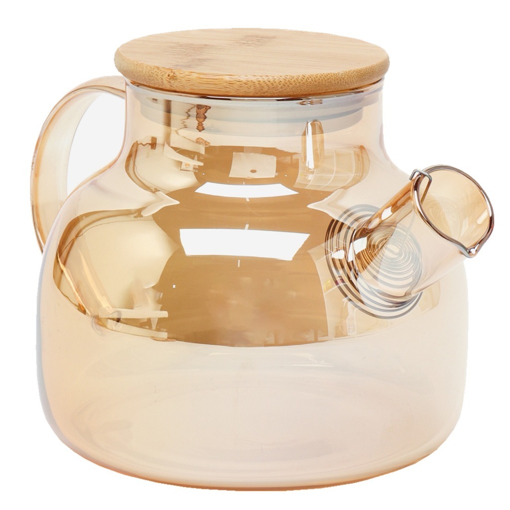 Chaleira de Vidro Âmbar com Infusor 1L Bule Chá Resistente ao calor Para Café Cozinha