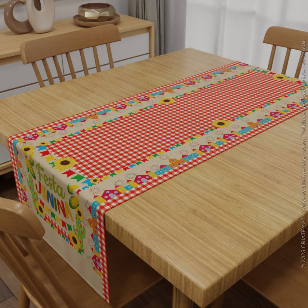 Trilho Caminho de Mesa Posta Festa Junina Tecido Estampado Xadrez São João 140x40cm – TDM-114 em Oferta na Shopee
