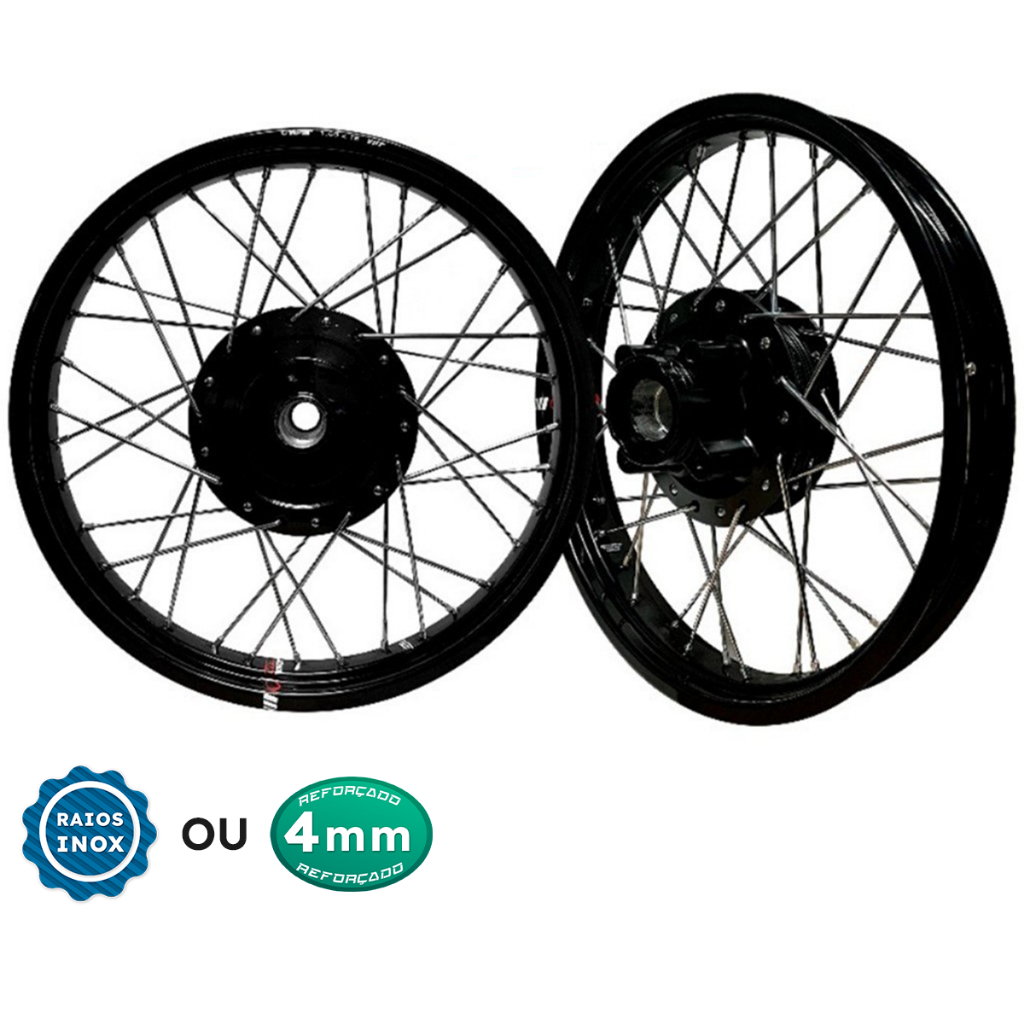 Par Roda Raiada Aro Alumínio Preto Viper Vpr Fan 125 2009/2022 Cubo Preto Alinhada (Só instalar)