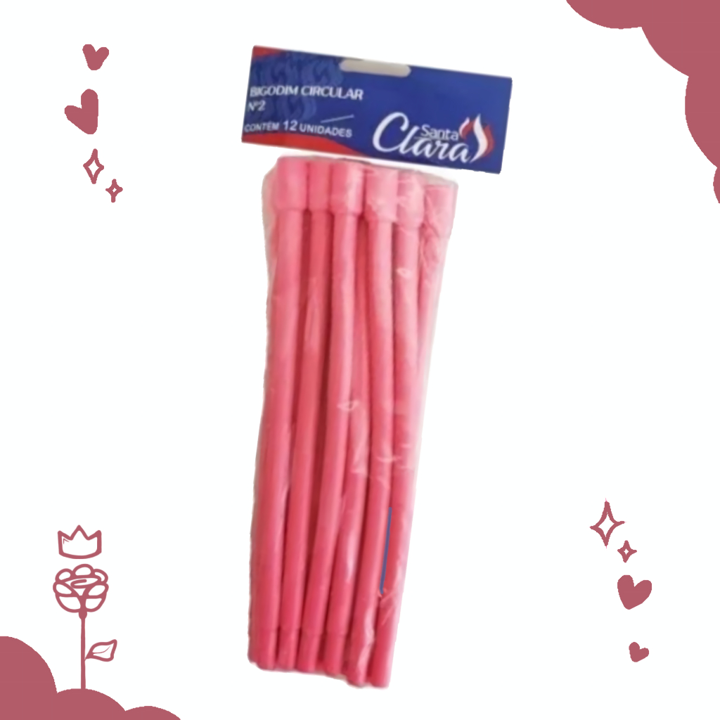 Bigodim Bigudinho Circular Flexível Rosa N° 2 Com 12 Unidades - Santa Clara