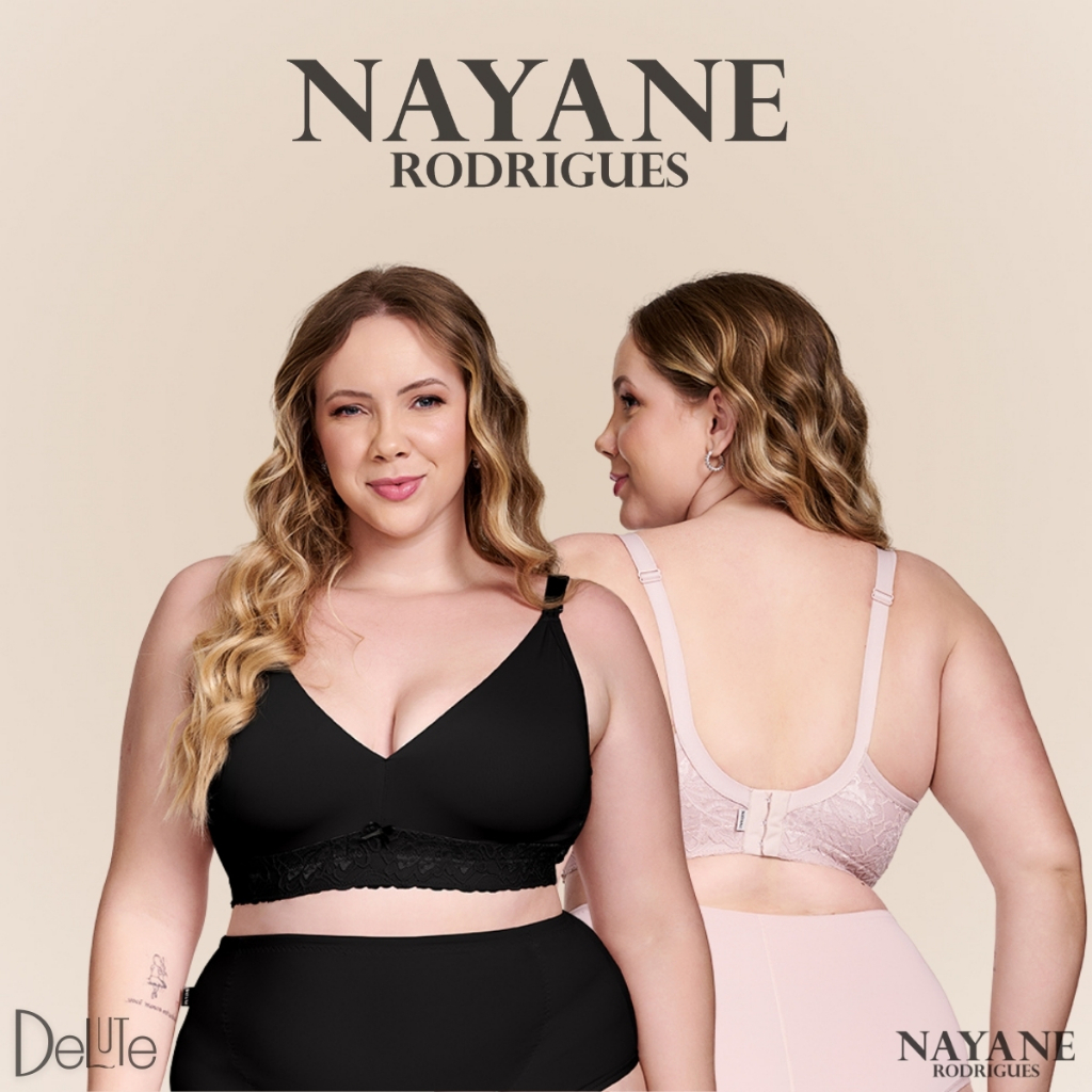 Sutiã Plus Size Mãe Nayane Rodrigues Pós-Parto e Amamentação Confortável Rendado com Fecho Fácil - Women Clothes