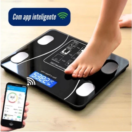 Balança Digital Corporal até 140kg Bioimpedância Aplicativo Bluetooth Gordura Corporal