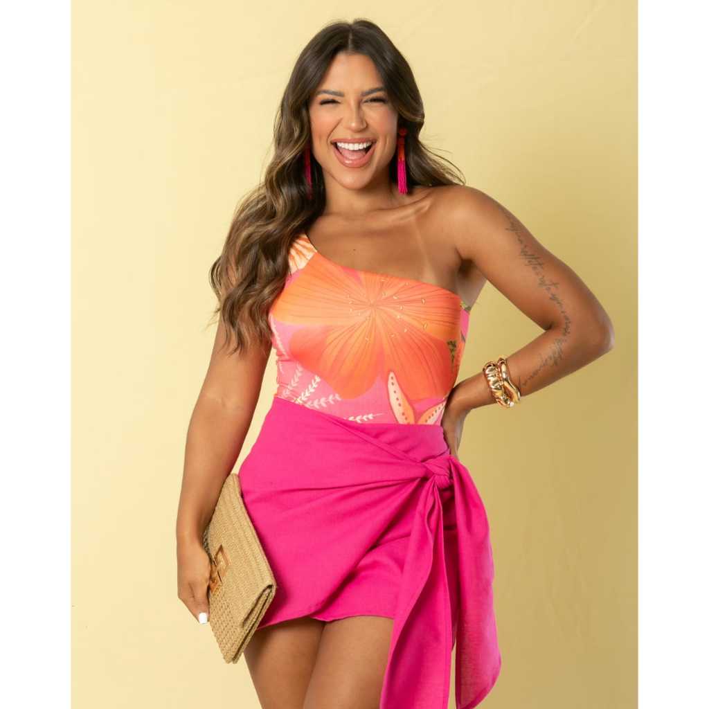 BODY DUNAS - body feminino estampado tropical estampa tendencia um ombro só mula manca bori blusa