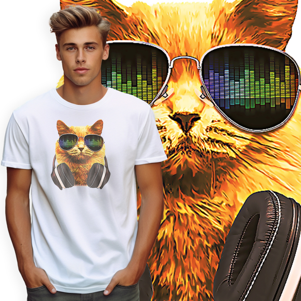 Camiseta blusa Cat Dj music Gato gatinho 25