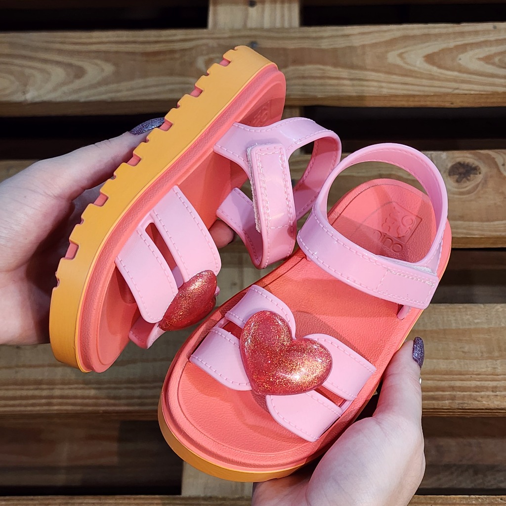 19122 Sandália Infantil Zaxy Feminina Zaxynina Daily Love Chinelo Rosa Coração