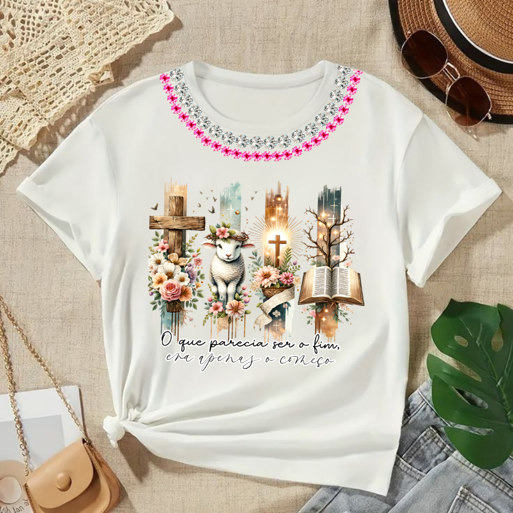 CAMISETA CAMISA BLUSA TSHIRT PASCOA JESUS ELE RESSUSCITOU CRISTÃ CATOLICA RELIGIOSA MODA FEMININA em Oferta na Shopee
