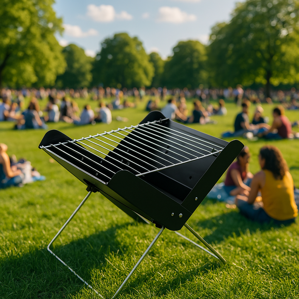 Churrasqueira De Aço Dobrável Portátil A Carvão Tipo Maleta Movel Camping Apartamento