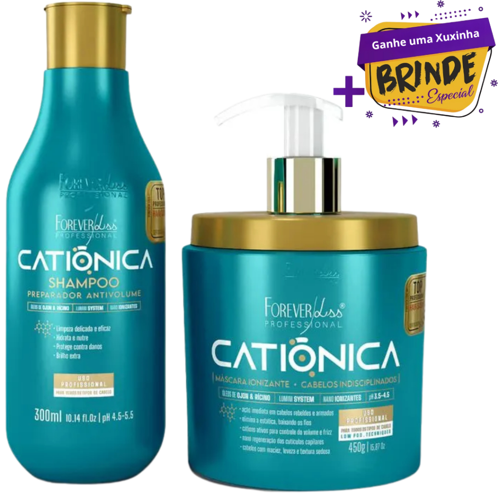 Kit Shampoo e Máscara Capilar Catiônica Forever Liss Original!