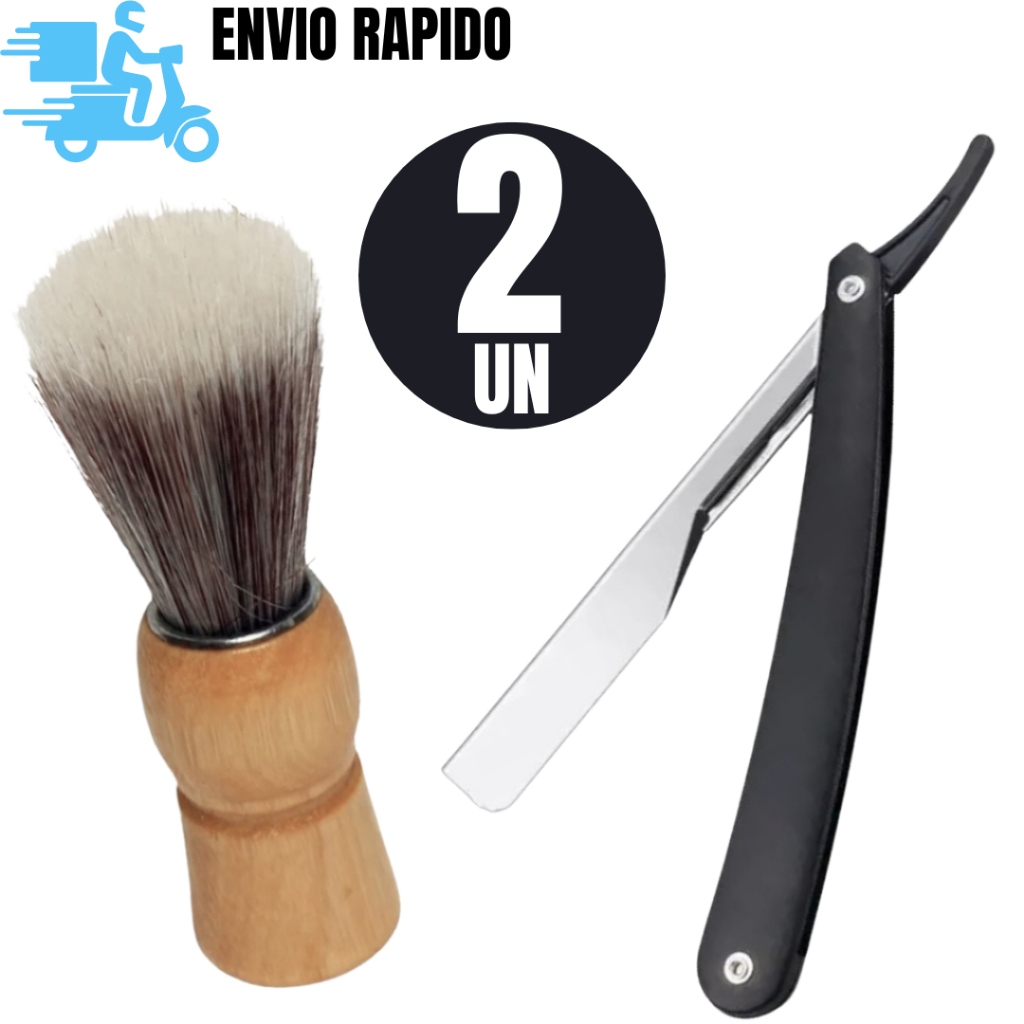 Conj 2 Pincel + Navalha  para Barbear Conj 1 Pincel de barbear  Conj 1 Navalha para Fazer a Barba
