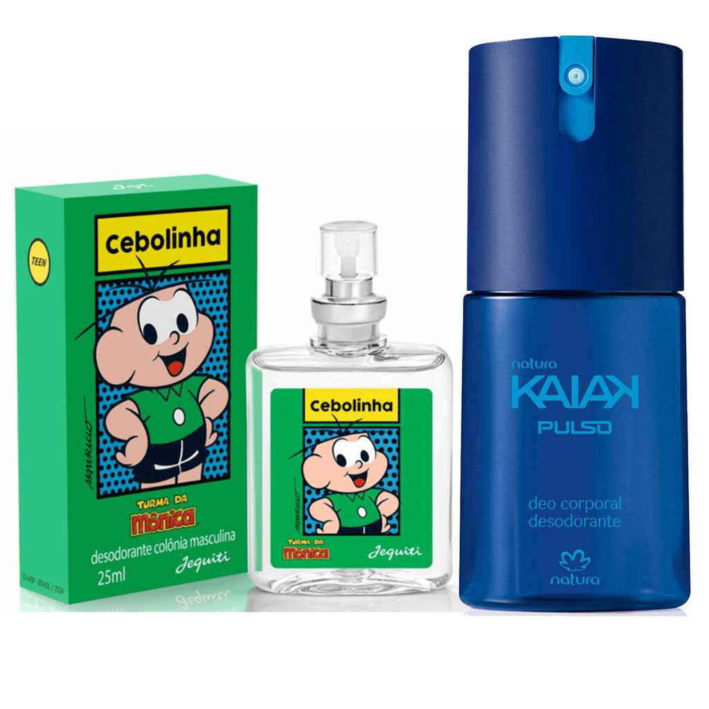 Kit Perfume Colônia Cebolinha Jequiti 25ml + Deo Corporal Kaiak Pulso Masculino Natura 100ml