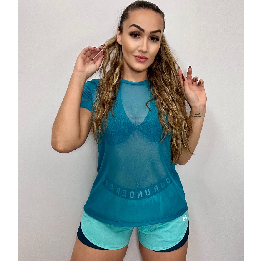 Blusa Feminina De Tule  Academia Fitness Camisão Fitness Transparente em Oferta na Shopee
