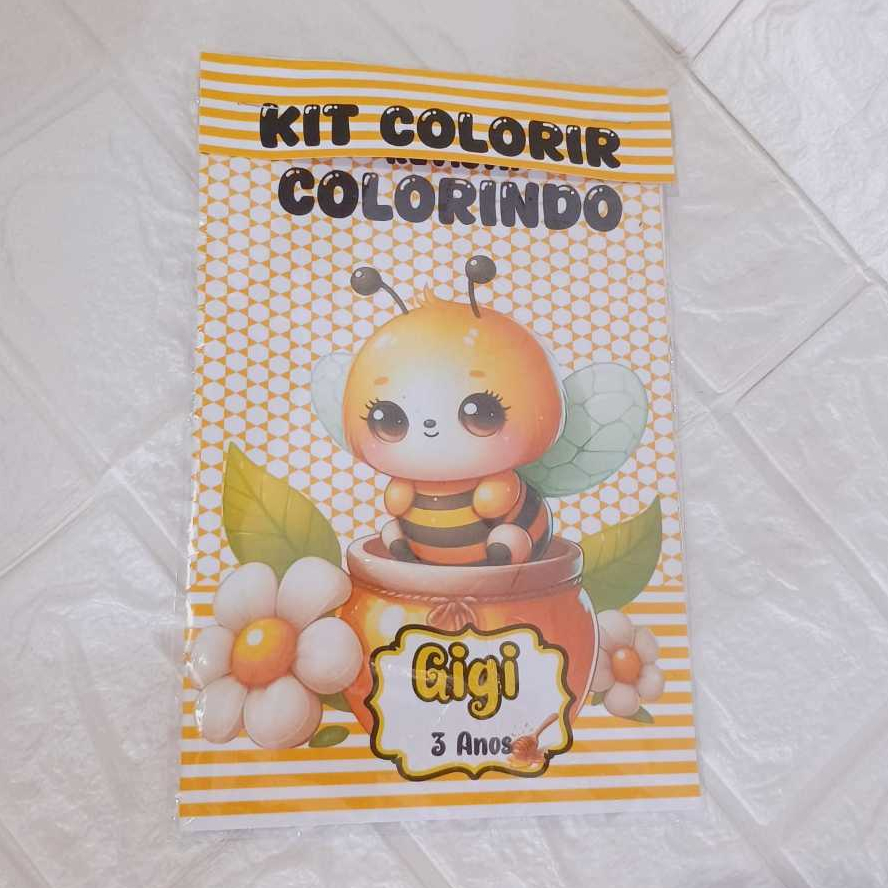 Kit Livrinho de Colorir Personalizado Abelhinha / Kit Colorir Personalizado Lembrancinha Festa Abelhinha