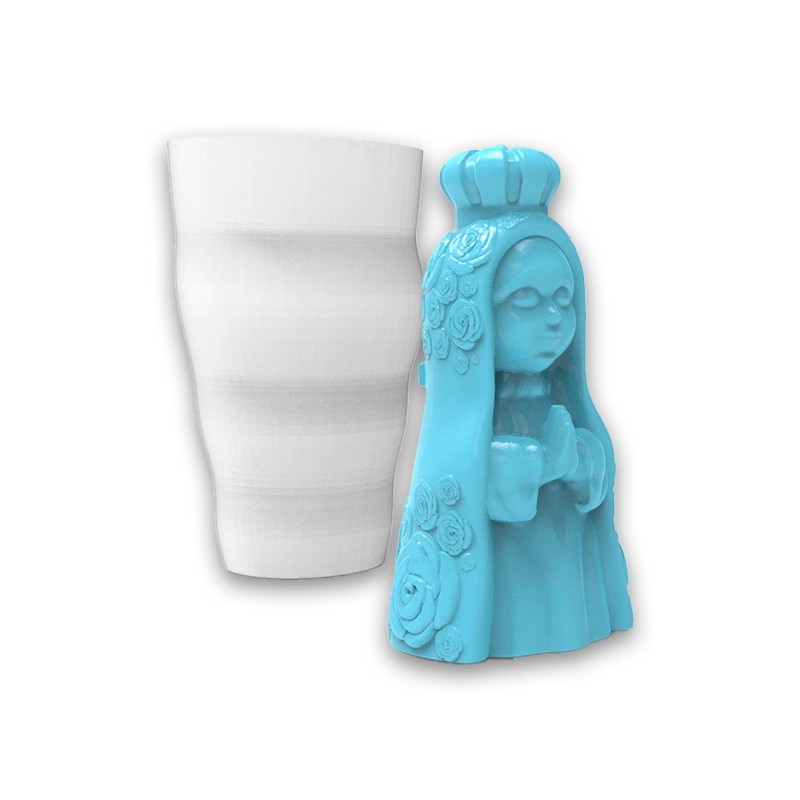 Molde de Silicone Nossa Senhora Aparecida Orando para Sabonetes, Velas e Resina Artesanal Páscoa