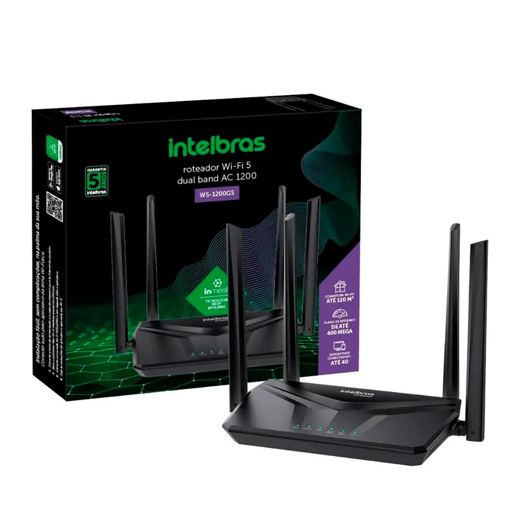 Roteador Wifi Wireless Gigabit Intelbras W5-1200Gs Potente 5G Dual Band Bivolt