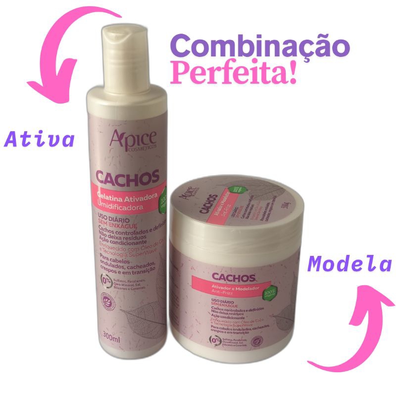 kit Apse Cachos Creme de Pentear Cachos Apse Gelatina Ativadora