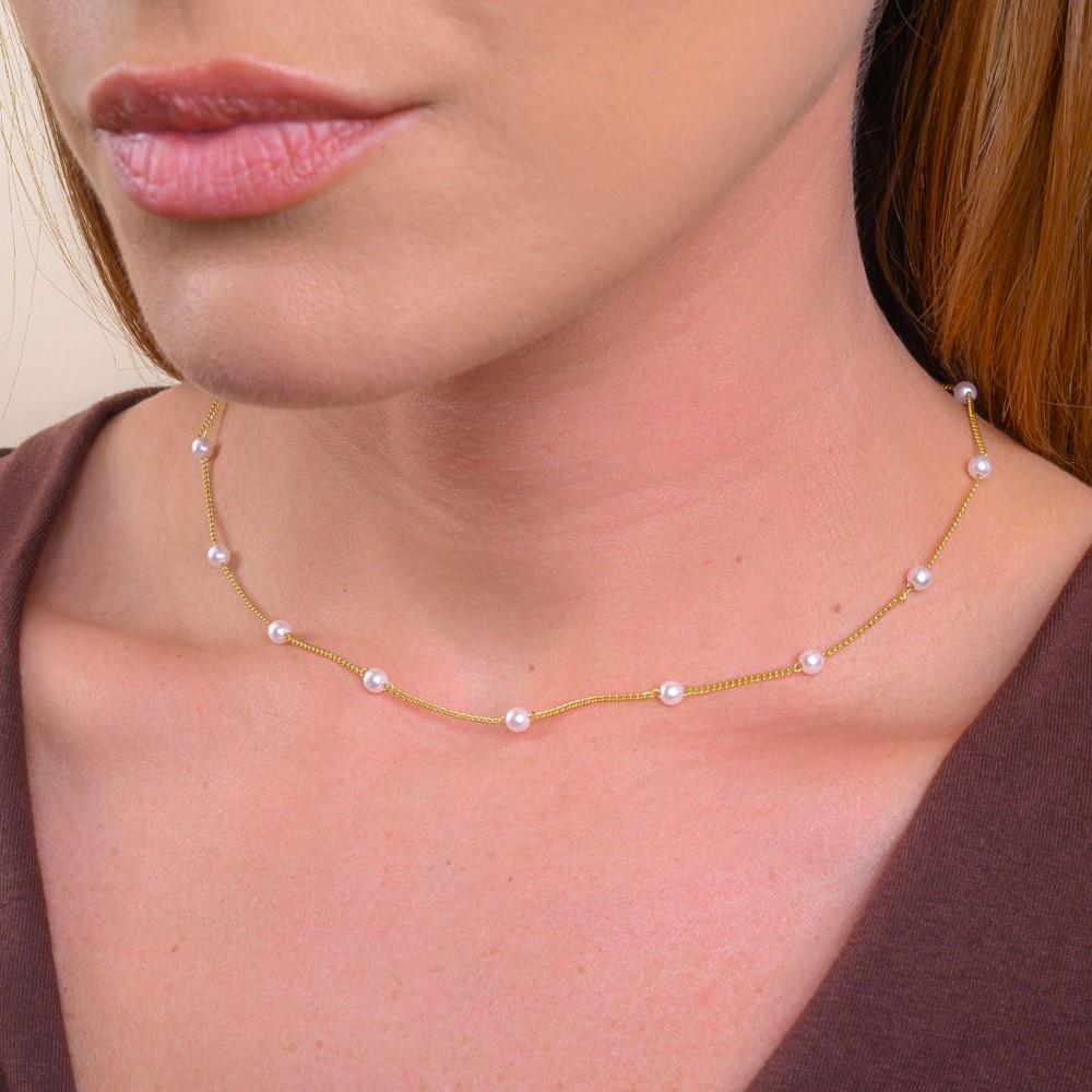 Colar Pérolas Delicada com Banho em Ouro 18k em Oferta na Shopee