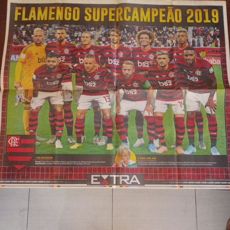 Poster RARO Flamengo - Super Campeão Carioca, Libertadores e Brasileiro de 2019 - jornal Extra