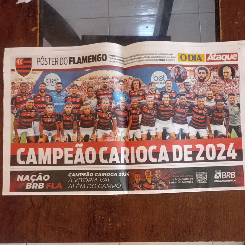 Poster RARO Flamengo - Campeão Carioca de 2024 - jornal O Dia