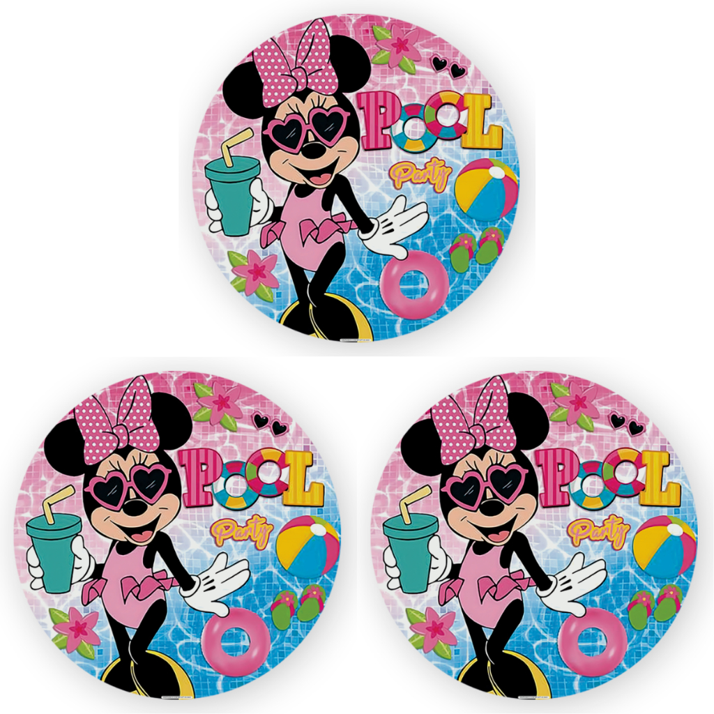 Capa Painel Redondo 1,5x1,5 de Festa Veste Fácil Sublimados Malha New Tema Mnie Pool Party em Oferta na Shopee