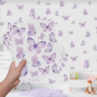 Adesivo De Parede Decorativo Autocolante Borboletas Lilás Quarto Sala Infantil Menina em Oferta na Shopee