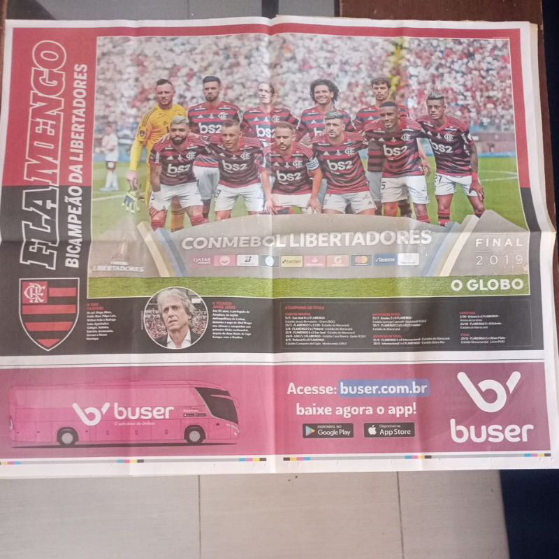 Poster RARO Flamengo - Campeão da libertadores de 2019 - jornal O Globo